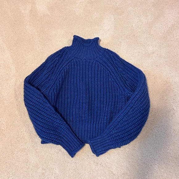 Dark Blue Mock Neck Sweater - Picture 1 of 2